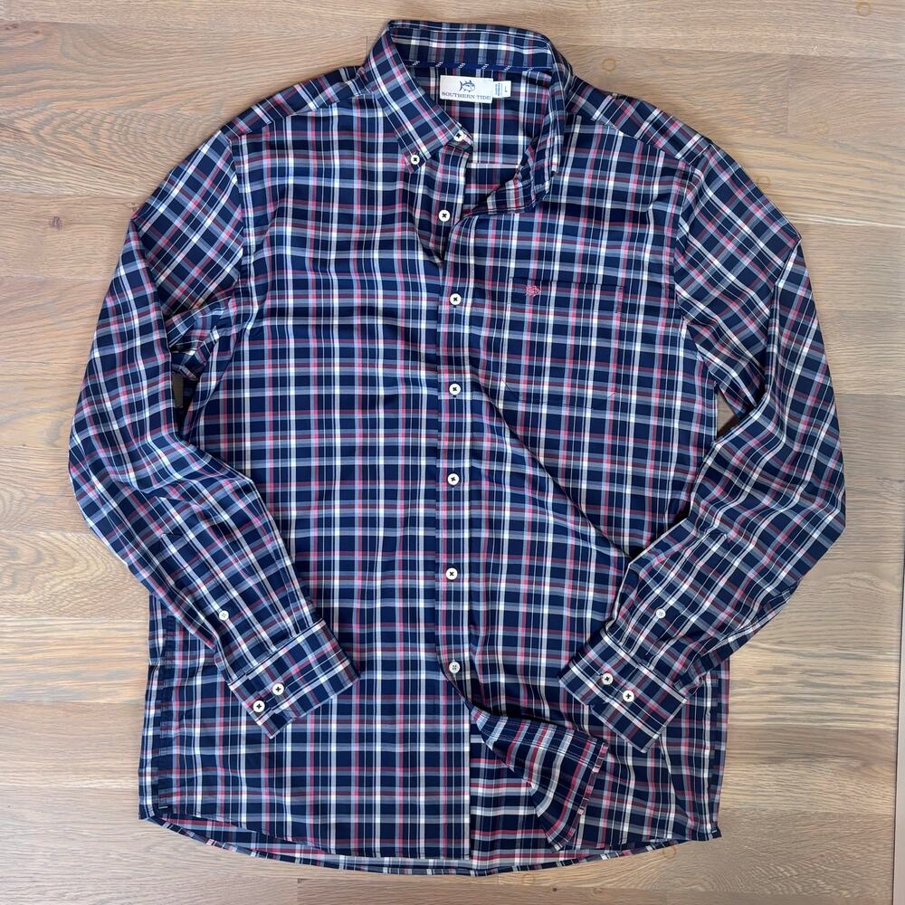 Southern Tide Brrr Intercoastal Shirt Performance Stretch Plaid Mens Size Large